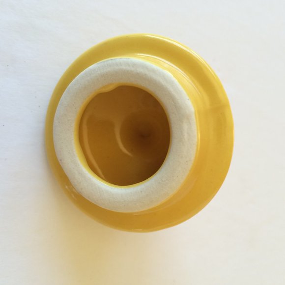 Funny Scary Face 3D Protruding Nose Sugar Bowl Creamer Set Mustard Yellow - Picture 11 of 11